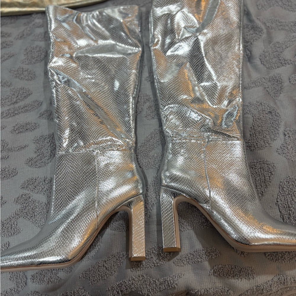 Jessica Simpson Silver Heeled Boots
